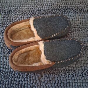 Men's Gray and Brown Loafers with Cozy Lining